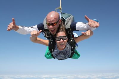 can you skydive alone first time