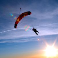 Parachute ride on a beautiful sunny afternoon