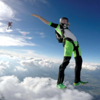 Pro skydiver dancing in the air