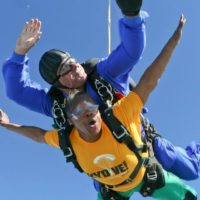 Tandem skydivers in free fall