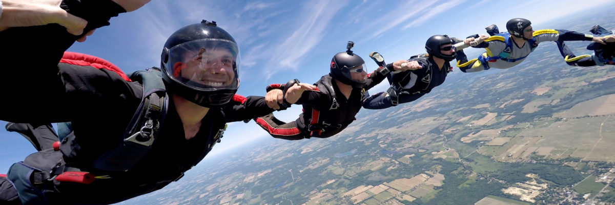 Skydivers in formation during free fall