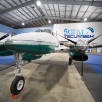 King Air parked in Skydive Tecumseh's New Hangar