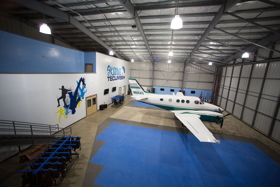 The hangar at Skydive Tecumseh